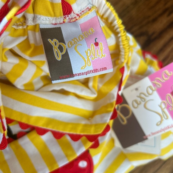 Banana Split Mickey Bubble Romper 12M Yellow Stripe Disney Inspired Boutique NWT - Picture 5 of 6
